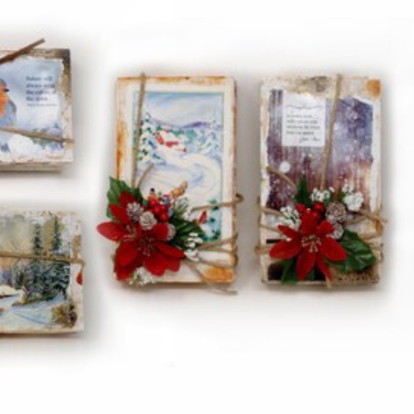 Rustic Christmas Holiday Floral Arrangement Centerpiece, Upcycled, Books, Shabby - Picture 8 of 10